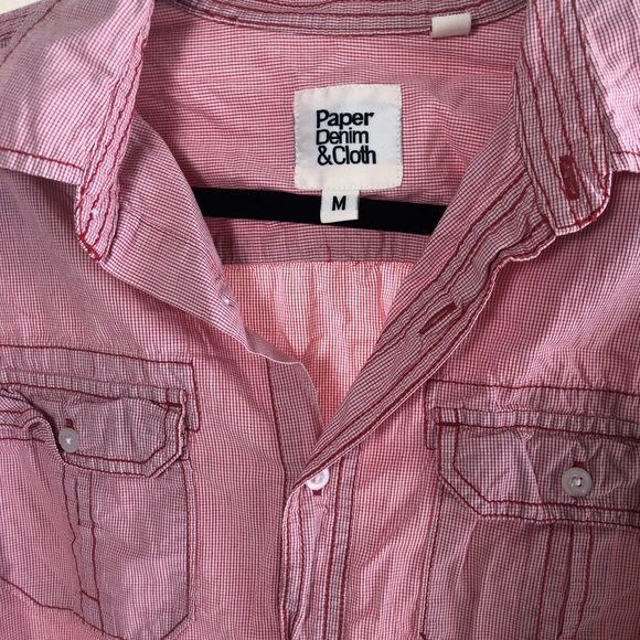 Paper Denim & Cloth Button Down Shirt sz M Womens Red/White - Picture 3 of 5